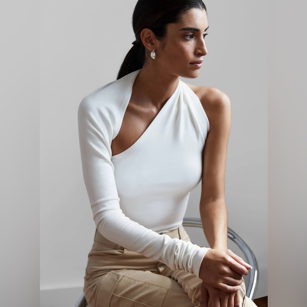 Elegant White One-Shoulder Bodysuit